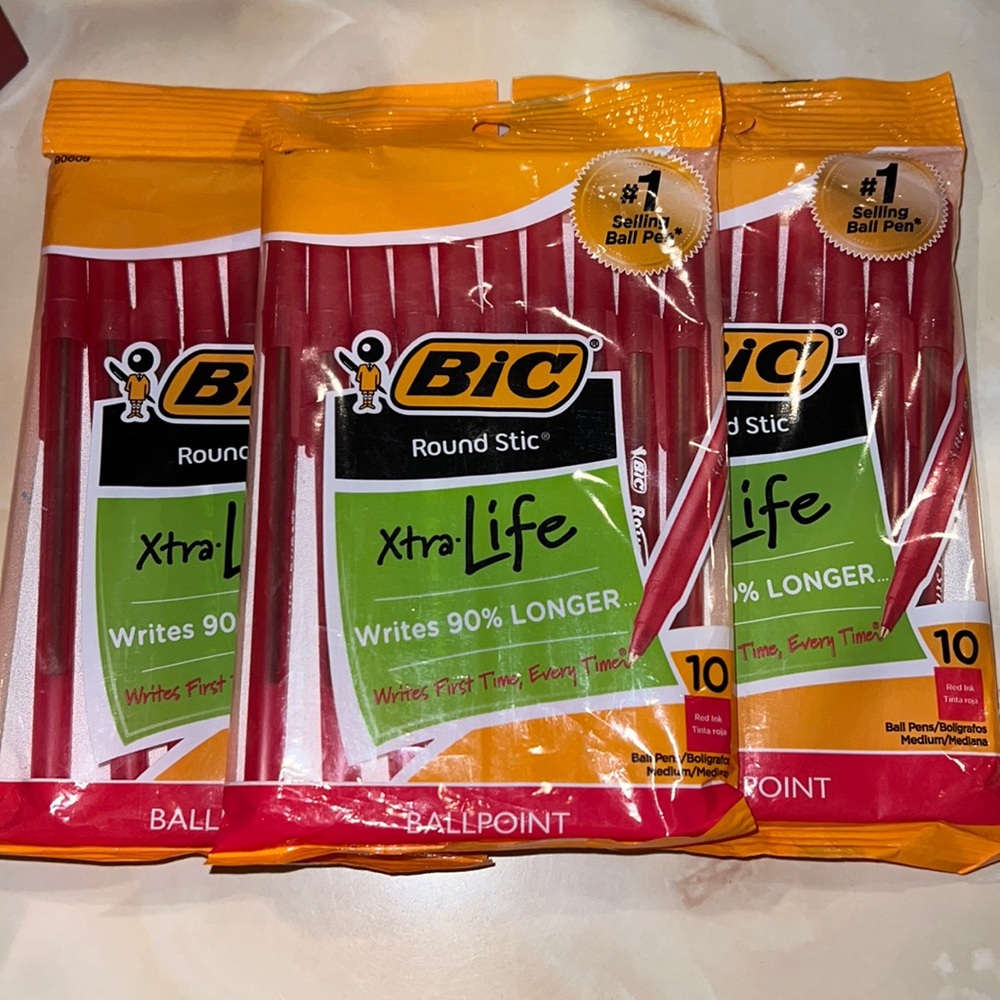 NWT BIC Xtra Life Ballpoint Pens, 1.0mm, 30ct
- Red